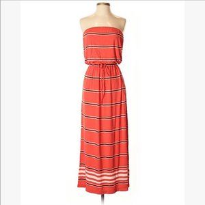 J. Crew Amie Orange Striped Strapless Maxi Dress